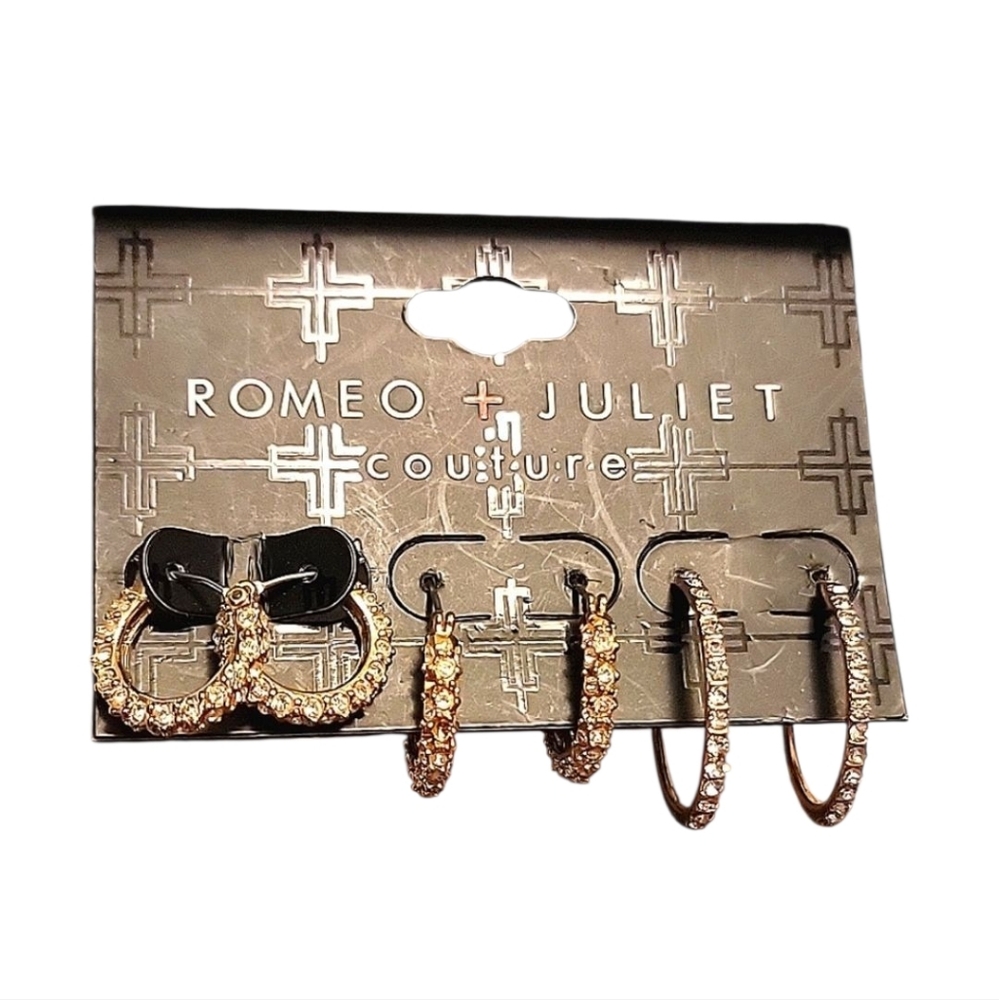 Romeo & Juliet Couture Gold and Silver Hoop Earrings Trio